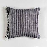 Upcycled Black & White Wool & Silk Cushion Cover - 18x18 - Eyaas